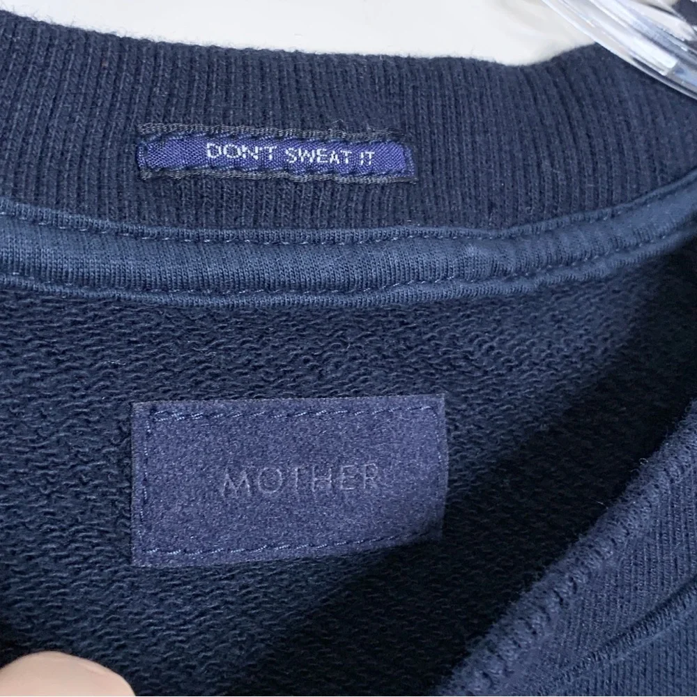 Mother The Raw Sleeve Square Sweatshirt Top *Goes South* Navy Rainbow Sz S - Picture 11 of 14